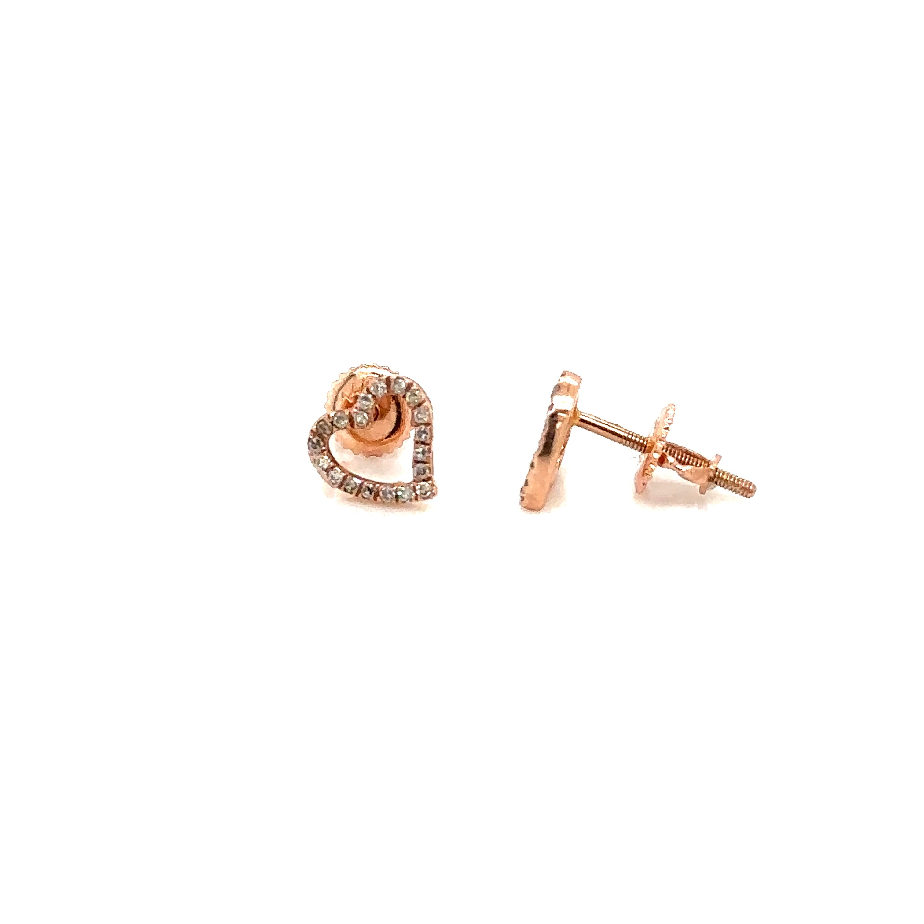 14k Gold 0,12Ct Diamond Earrings, Real Diamond Earrings,14K Solid Gold Heart Ear image 5