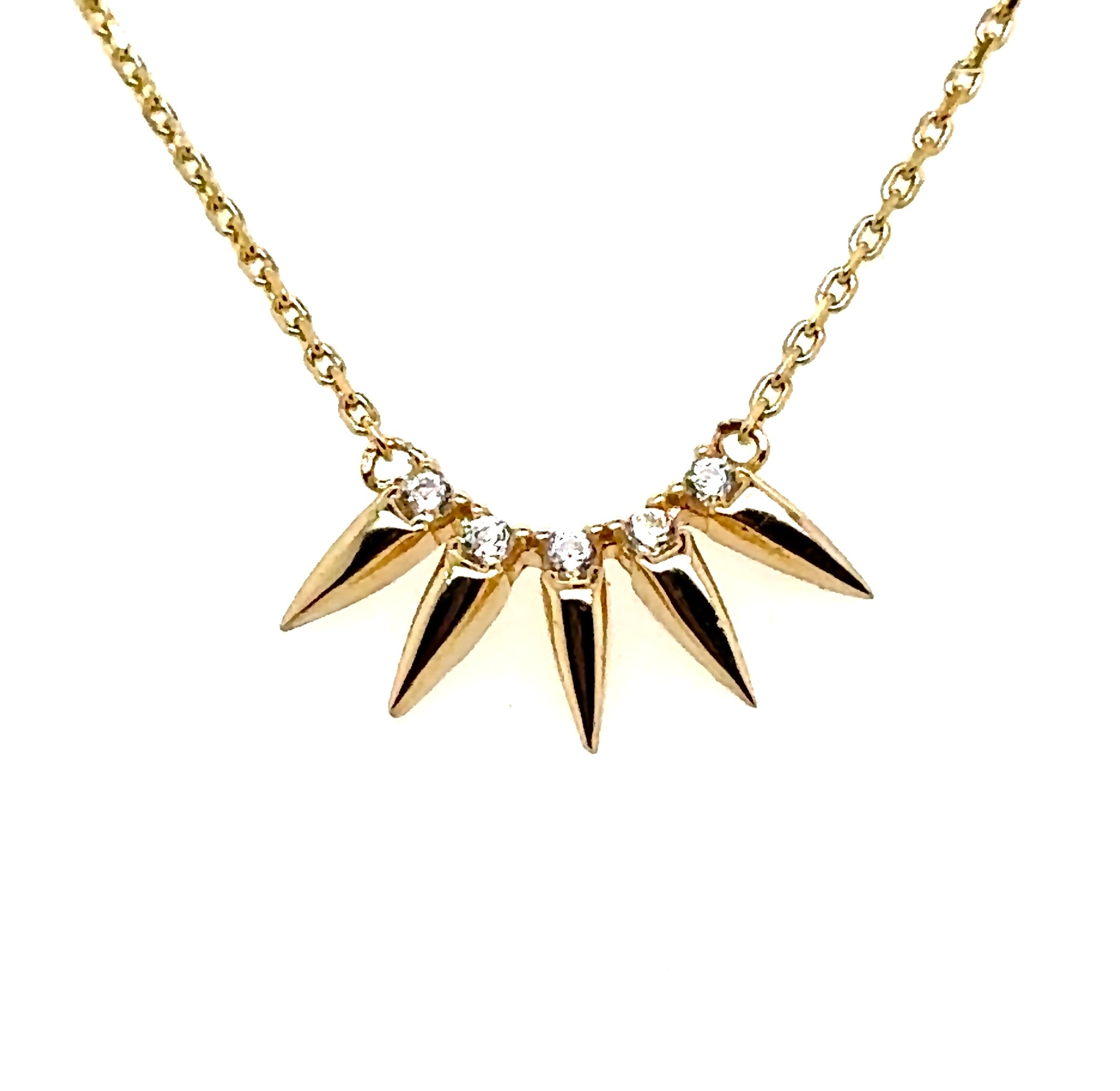 Spike Necklace Chain in 14K Real Gold image 1