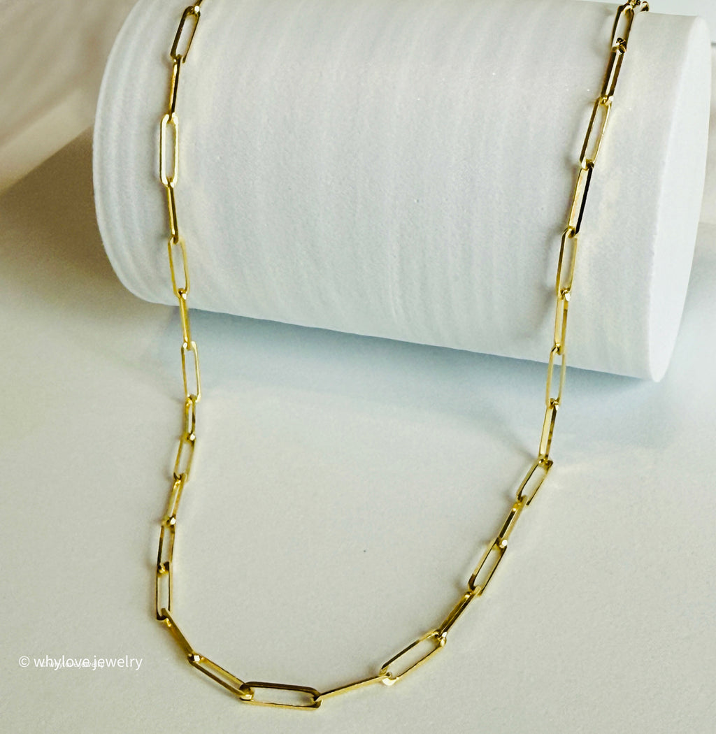 14K Solid Paperclip Chain Necklace image 1