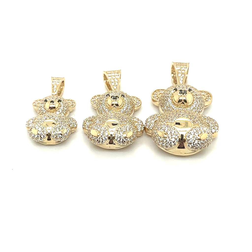 14K Real Gold CZ Teddy Bear Pendant image 4