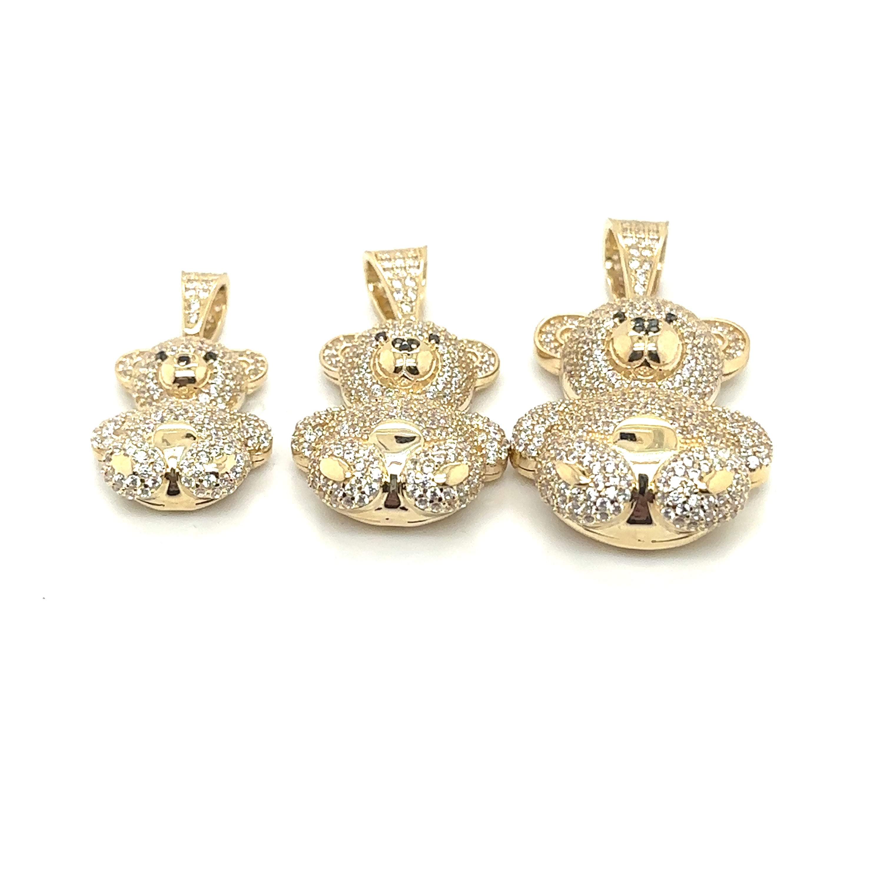 14K Real Gold CZ Teddy Bear Pendant image 4