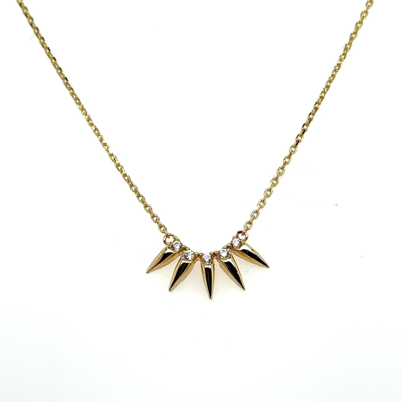 Spike Necklace Chain in 14K Real Gold image 0