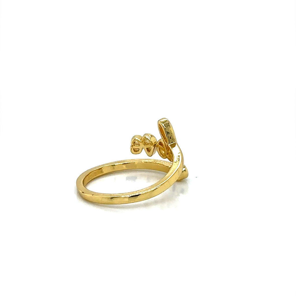 Gold-Plated "Love" Script Ring with Crystal Accent image 3