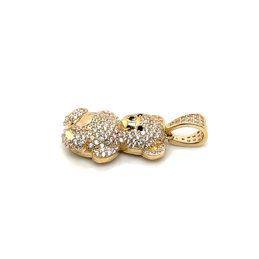 14K Real Gold CZ Teddy Bear Pendant image 1
