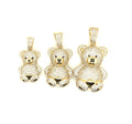 14K Real Gold CZ Teddy Bear Pendant image 0