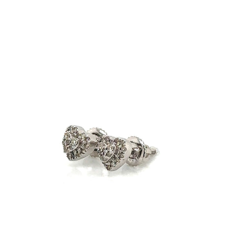 14k Gold 0,18Ct Diamond Earrings, Real Diamond Earrings, 14K Solid Gold Heart Ea image 1