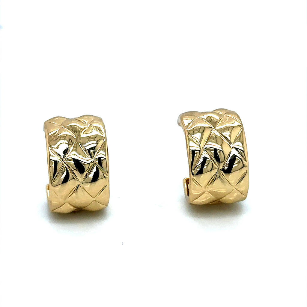 Textured Gold-Plated Half Huggie Earrings image 0
