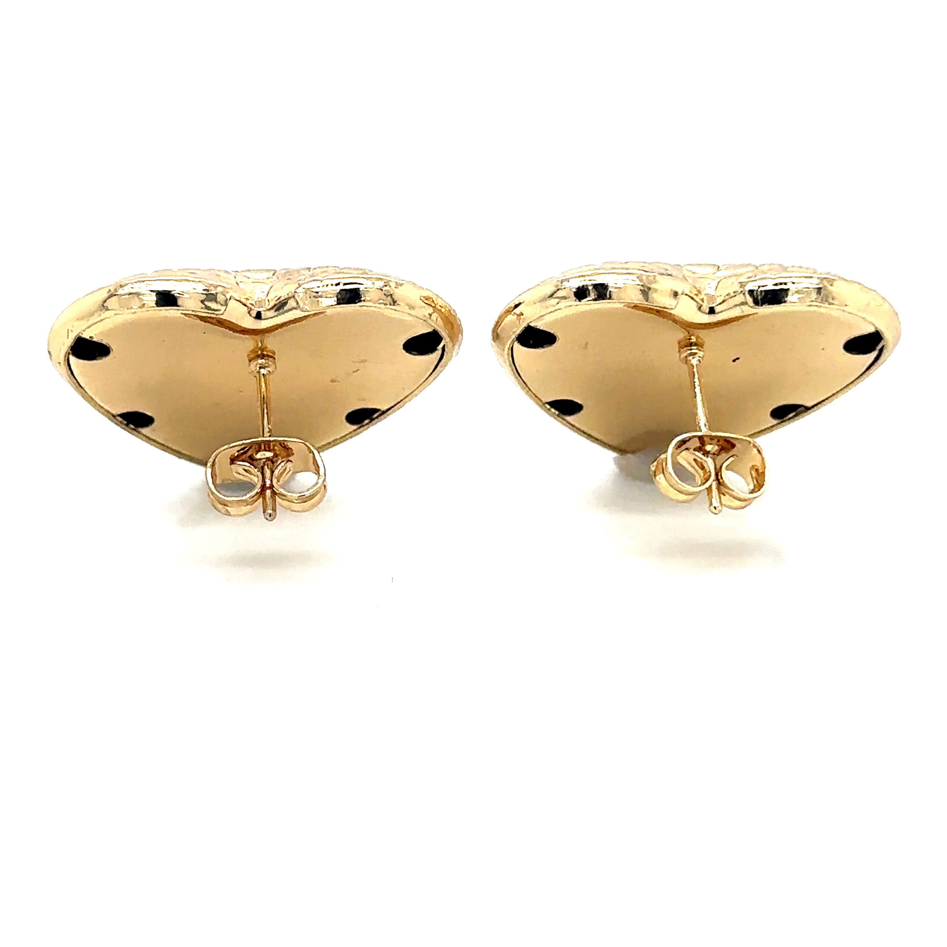 Textured Gold-Plated Heart Stud Earrings image 3