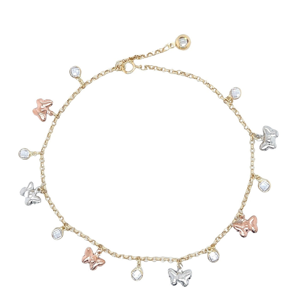 14K Real Gold Women’s Anklet with Butterfly Charm image 2