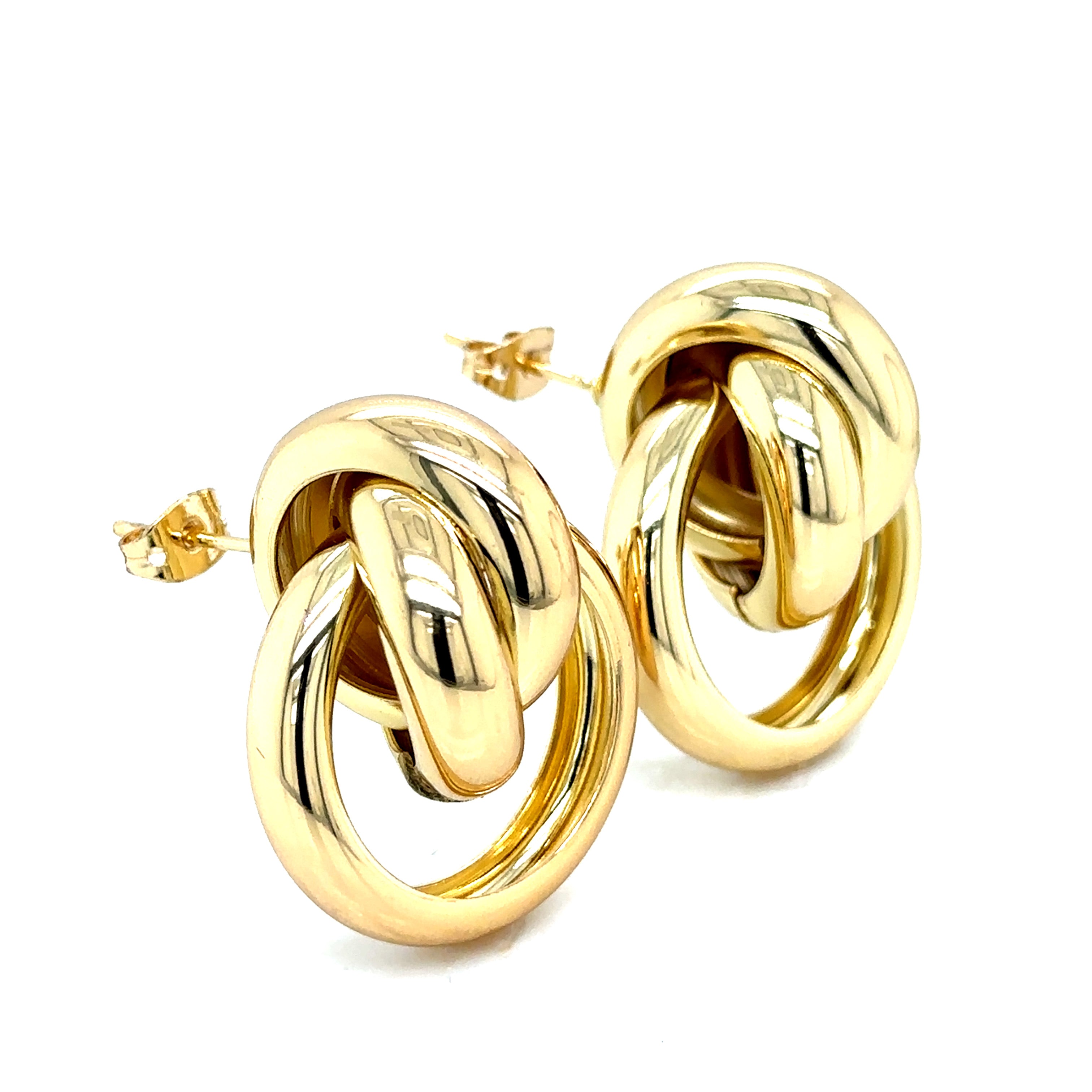Bold Gold-Plated Double Circle Knot Earrings image 2
