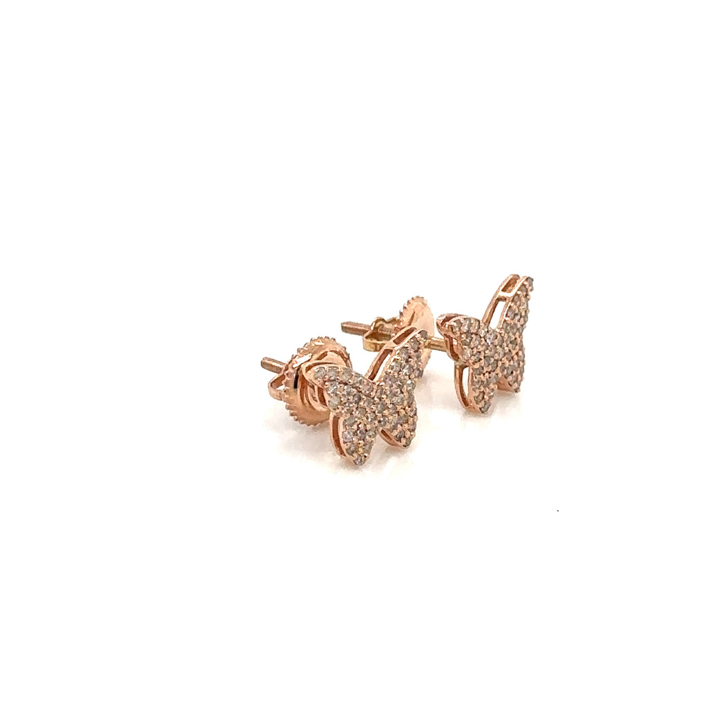 14k Gold 0,44Ct Diamond Earrings, Real Diamond Earrings,14K Solid Gold butterfly image 1