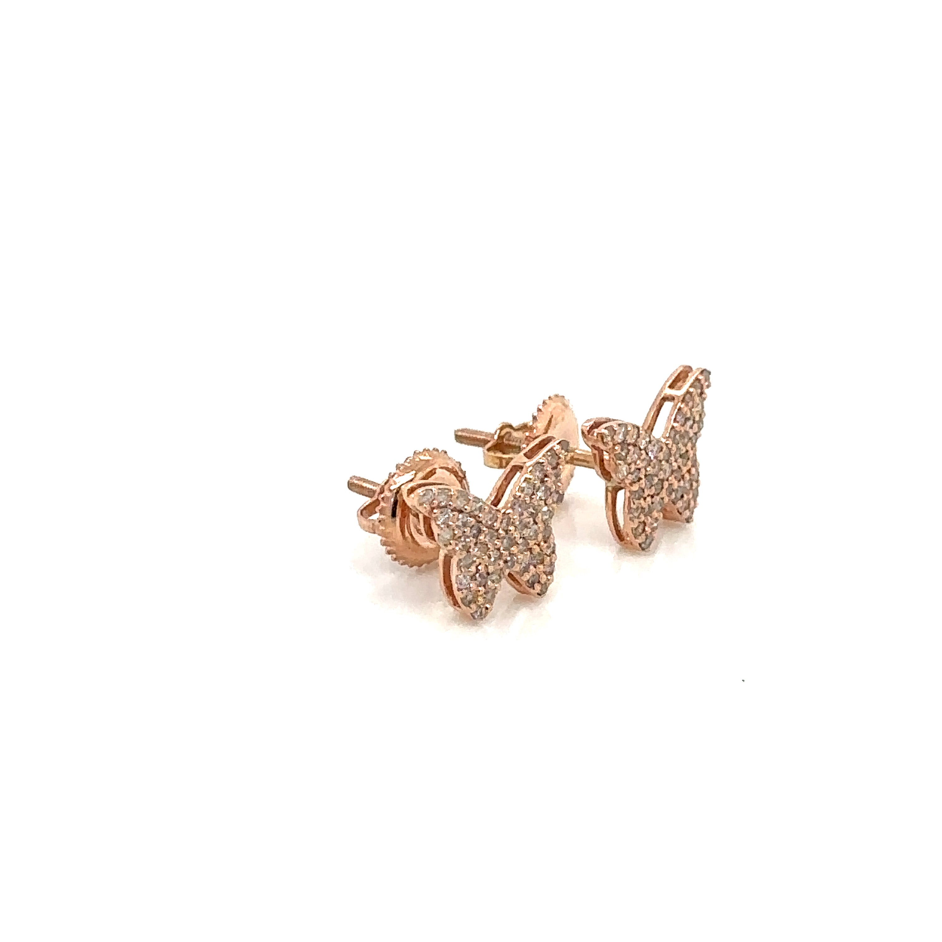 14k Gold 0,44Ct Diamond Earrings, Real Diamond Earrings,14K Solid Gold butterfly image 1