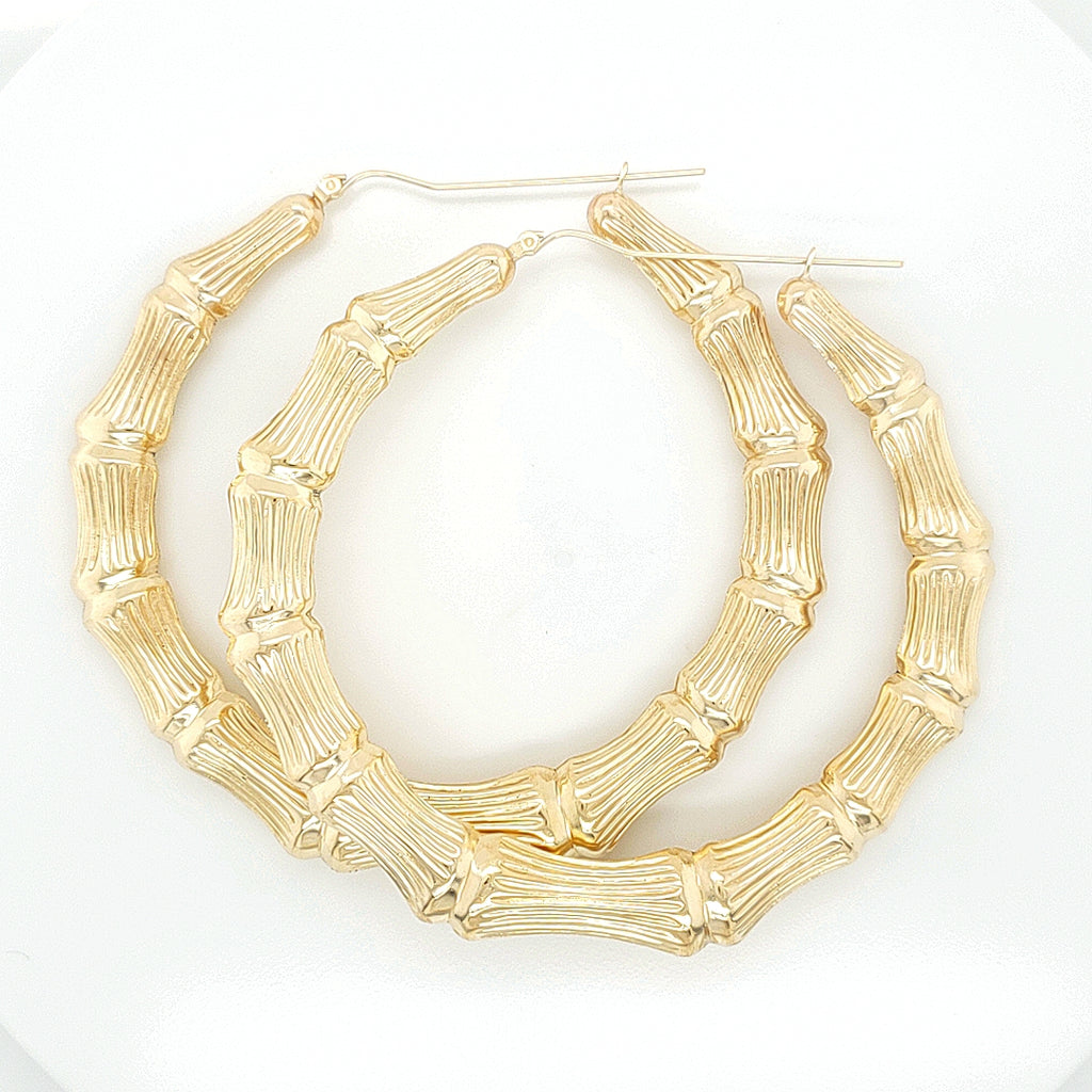 Bamboo Hoop Earring in Yellow Gold image 10