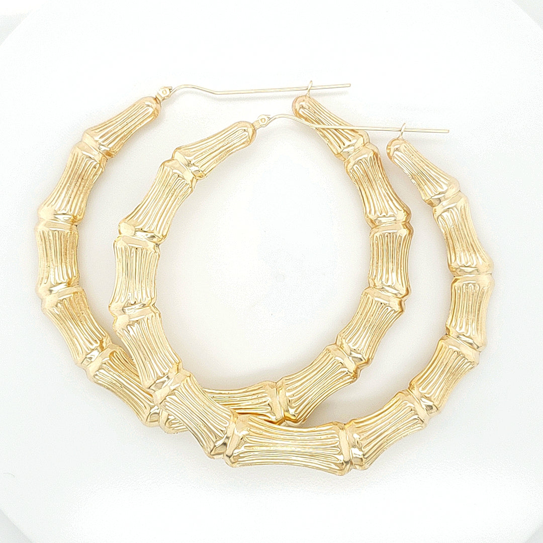 Bamboo Hoop Earring in Yellow Gold image 10