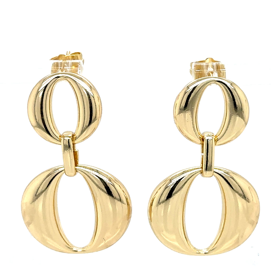 Chic Double Oval Drop Earrings in Gold Plating image 1