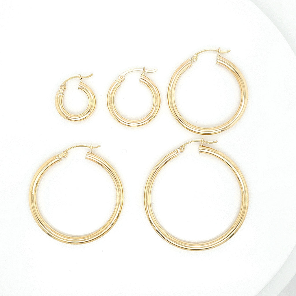 Plain Hoop Earring Real 10K & 14K Yellow Gold image 2