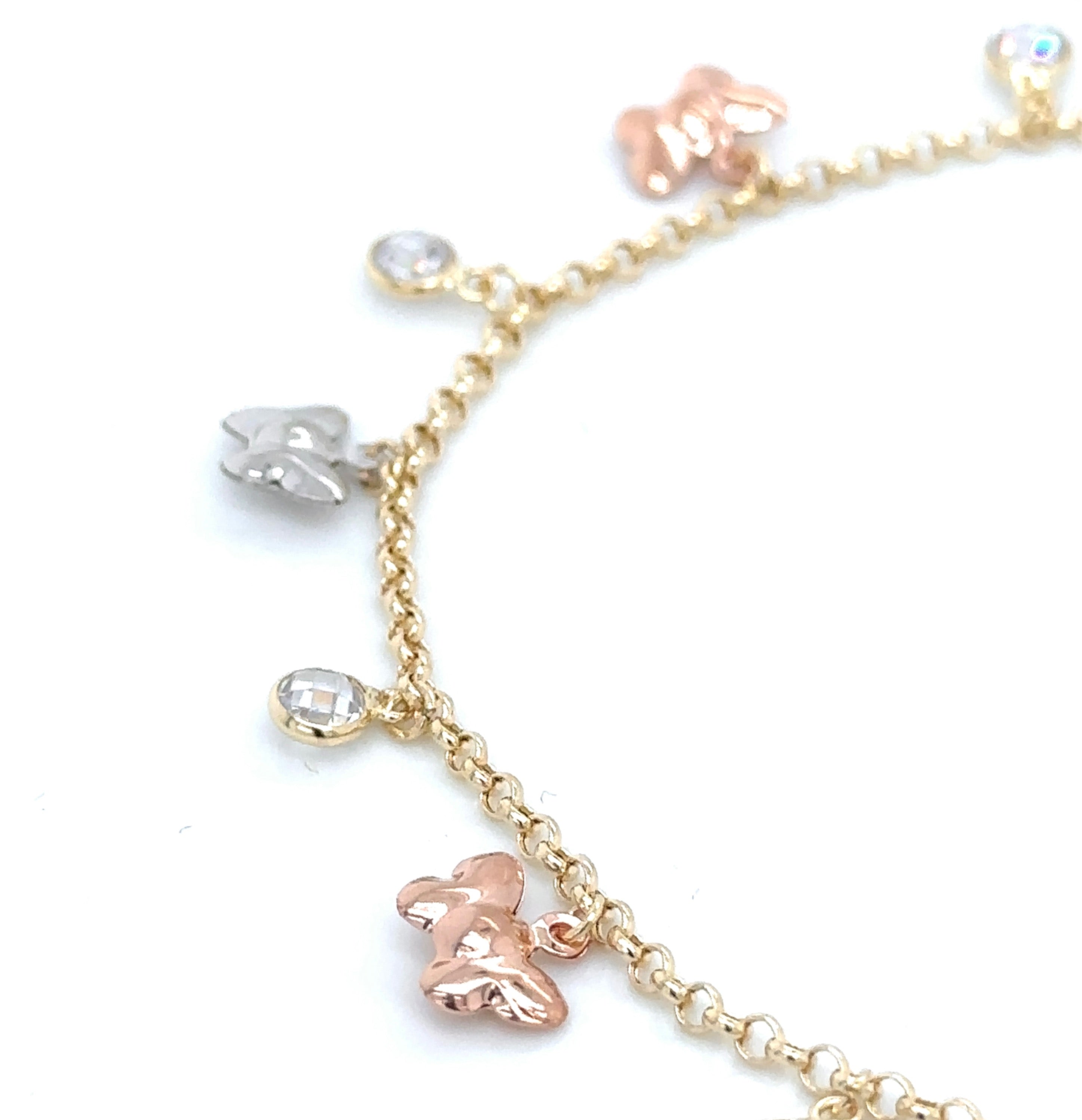14K Real Gold Women’s Anklet with Butterfly Charm image 1