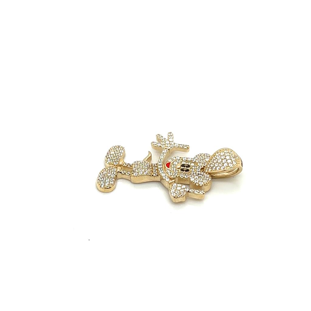 Mickey Mouse Pendant in 14K Real Gold with cubic Zirconia, Cartoon Pendant image 2