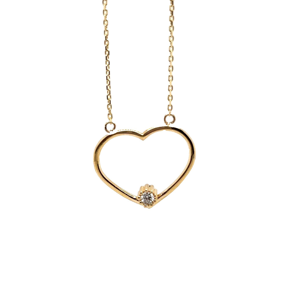 14K Real GoldHeart Pendant Necklace with Cubic Zirconia image 0