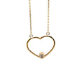 14K Real GoldHeart Pendant Necklace with Cubic Zirconia image 0