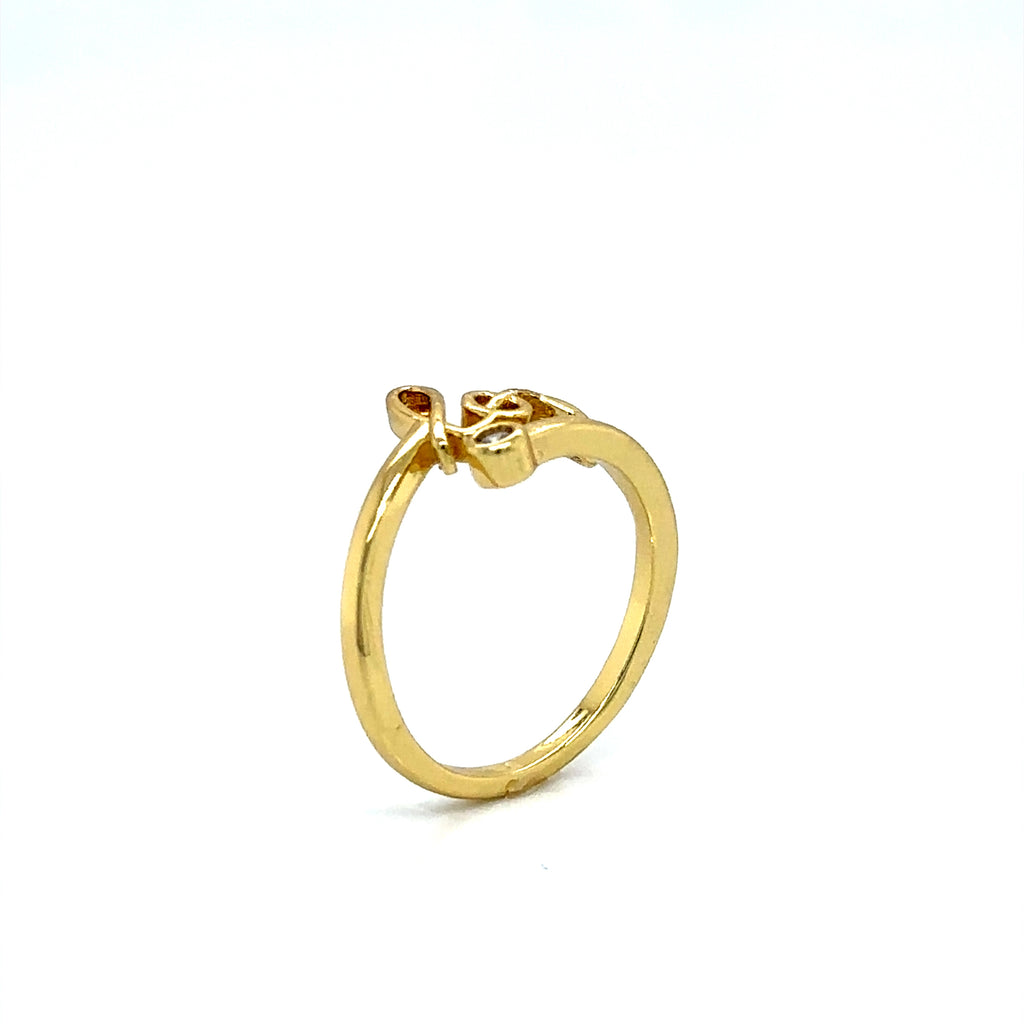 Gold-Plated "Love" Script Ring with Crystal Accent image 6
