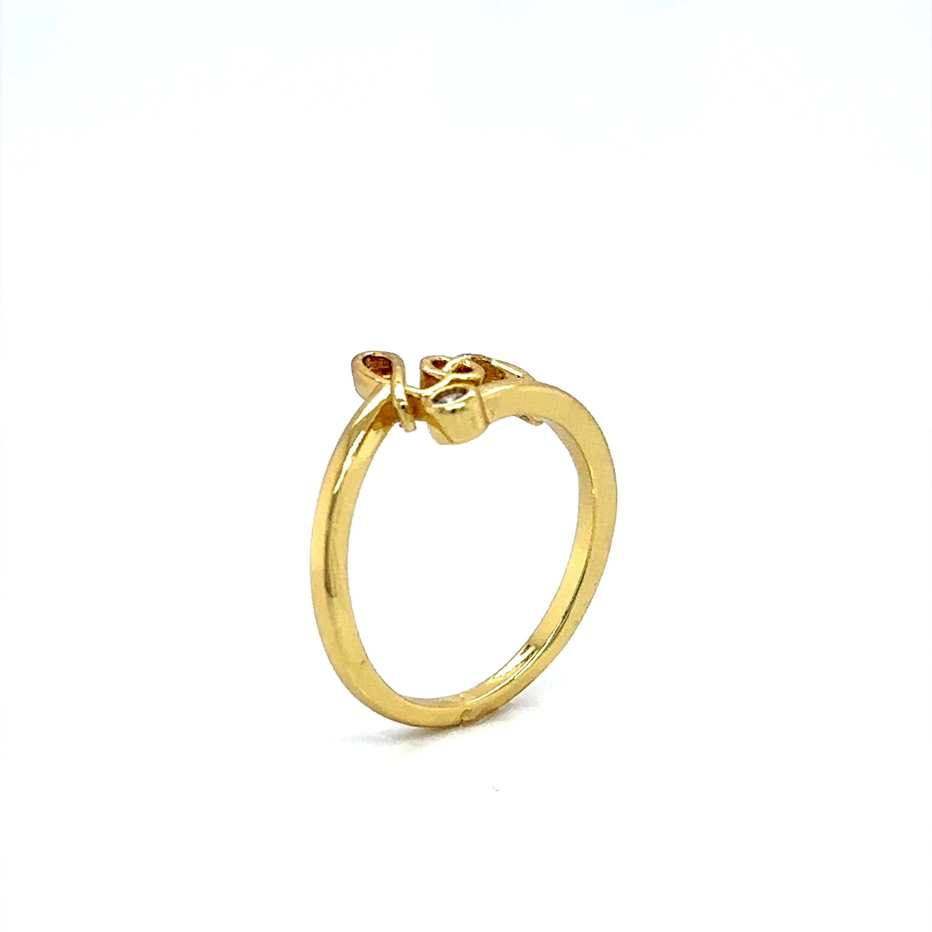 Gold-Plated "Love" Script Ring with Crystal Accent image 6