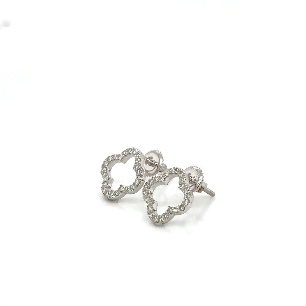 14k Gold 0,26Ct  Diamond Earrings, Real Diamond Earrings,Clover image 2