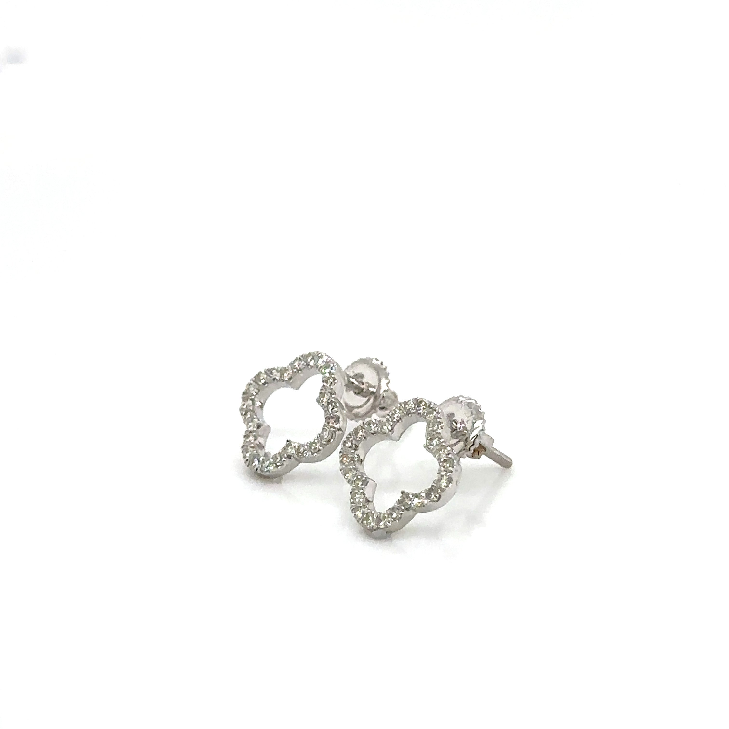 14k Gold 0,26Ct  Diamond Earrings, Real Diamond Earrings,Clover image 2