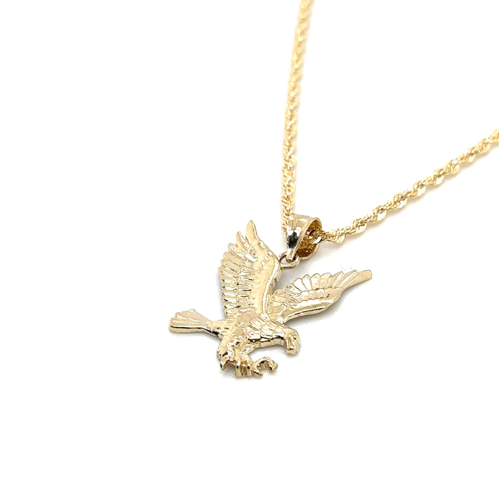 Solid 14K Real Gold Landing Eagle Pendant Charm, Pendants for Him image 6