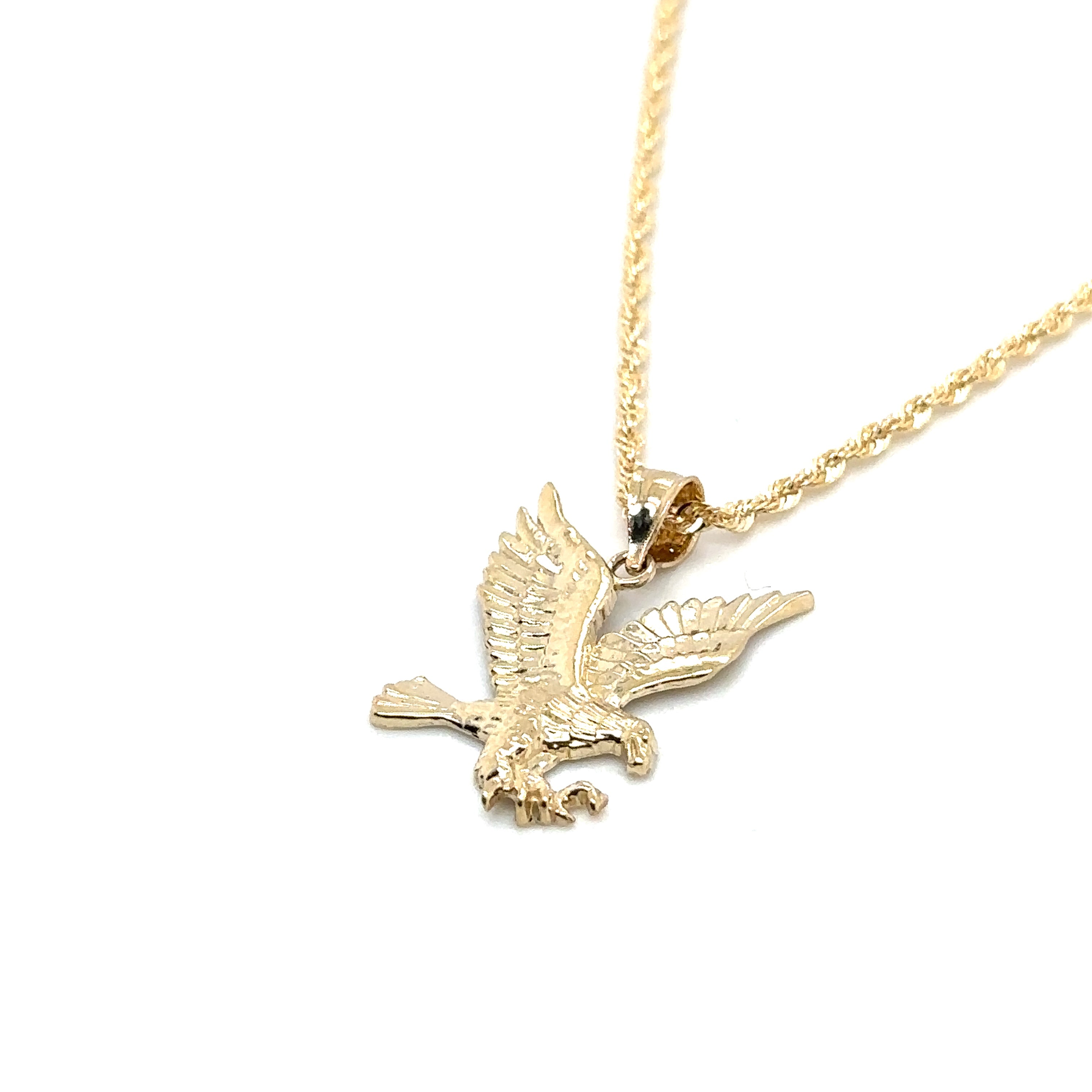 Solid 14K Real Gold Landing Eagle Pendant Charm, Pendants for Him image 6