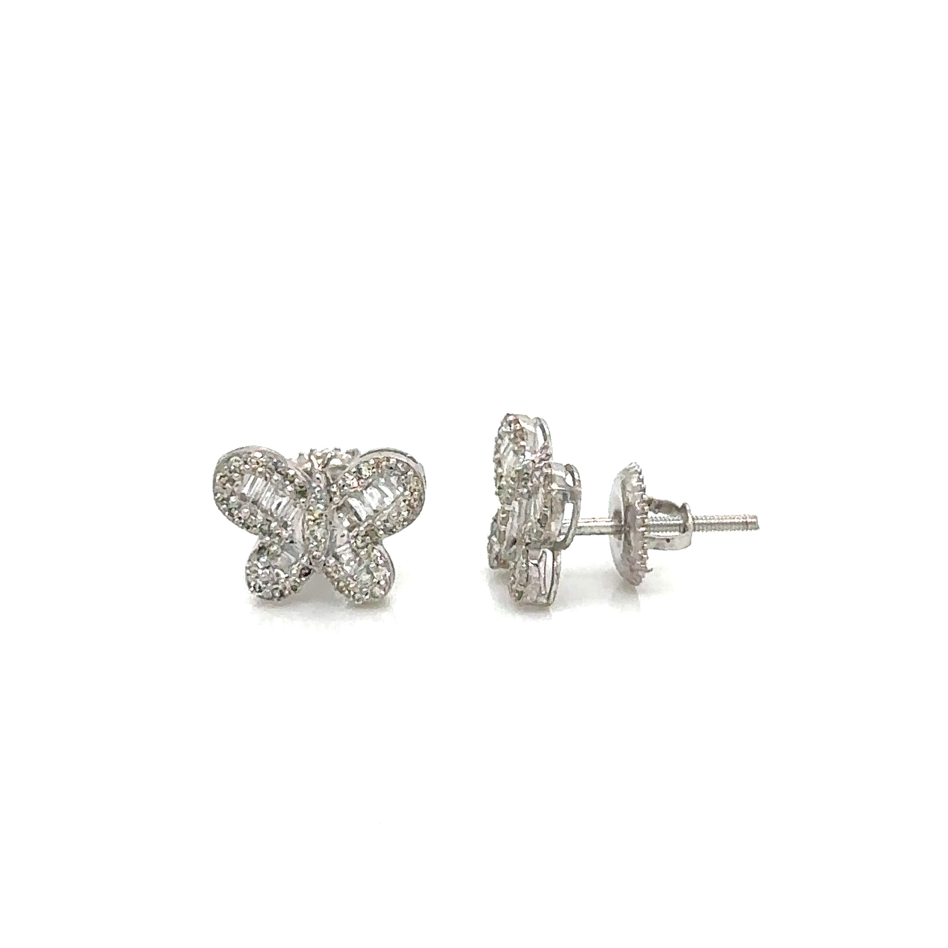14k Gold 0,57Ct Diamond Earrings, Real Diamond Earrings,14K Solid Gold butterfly image 4