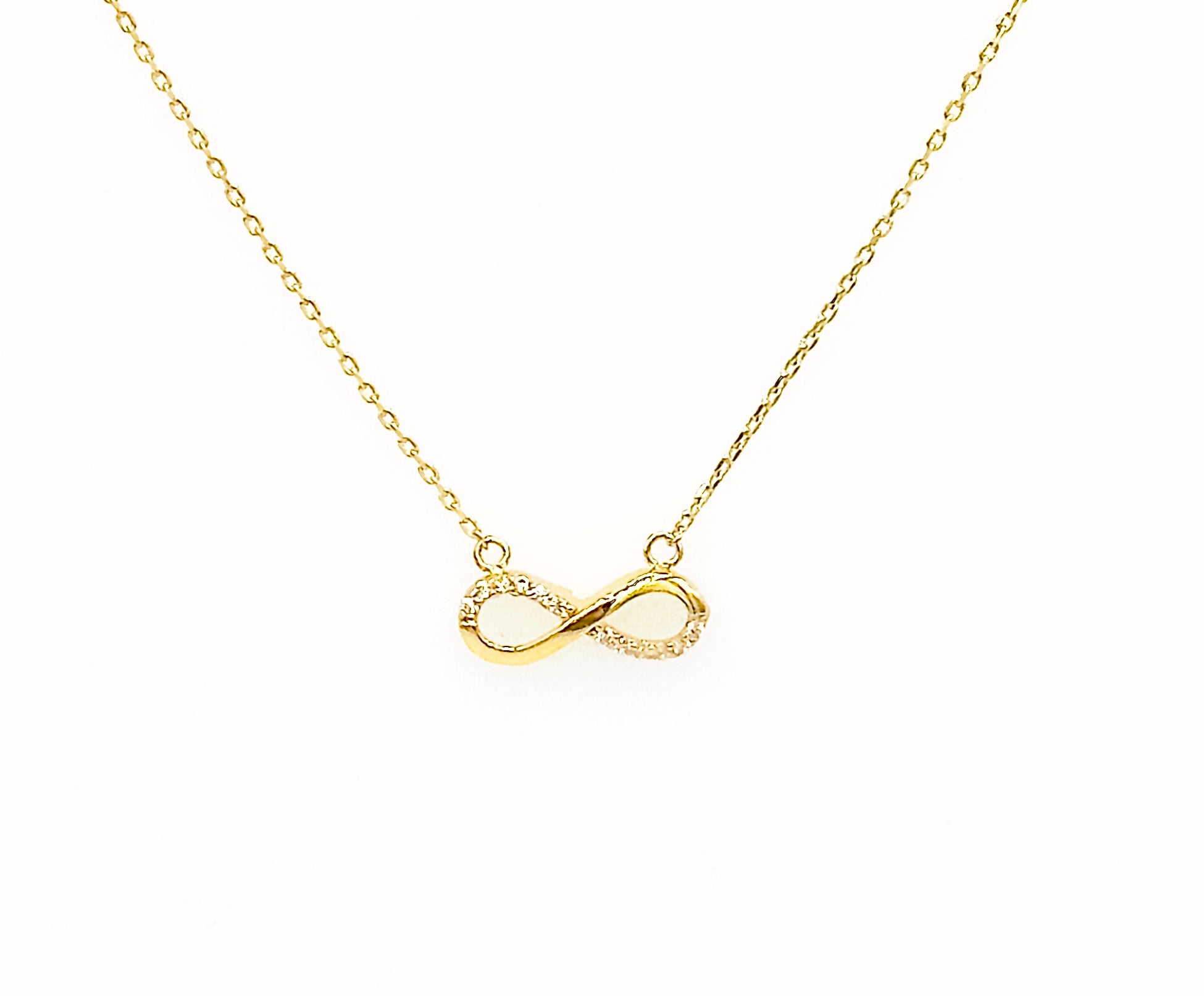 Infinity Pendant Necklace in Real 14K Gold  with Cubic Zirconia image 0