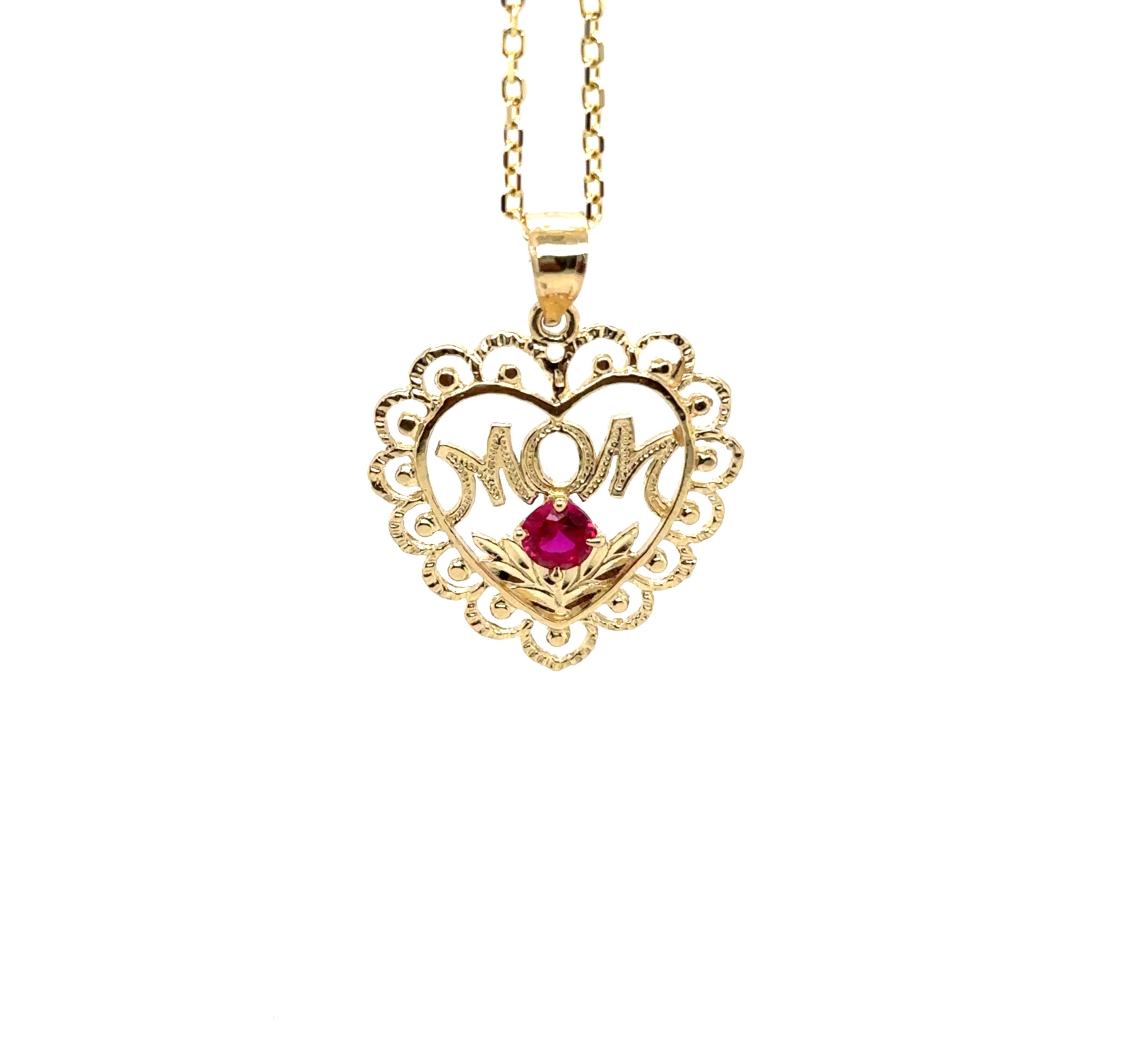 14K Real Gold Heart Shape Mother Pendant image 3