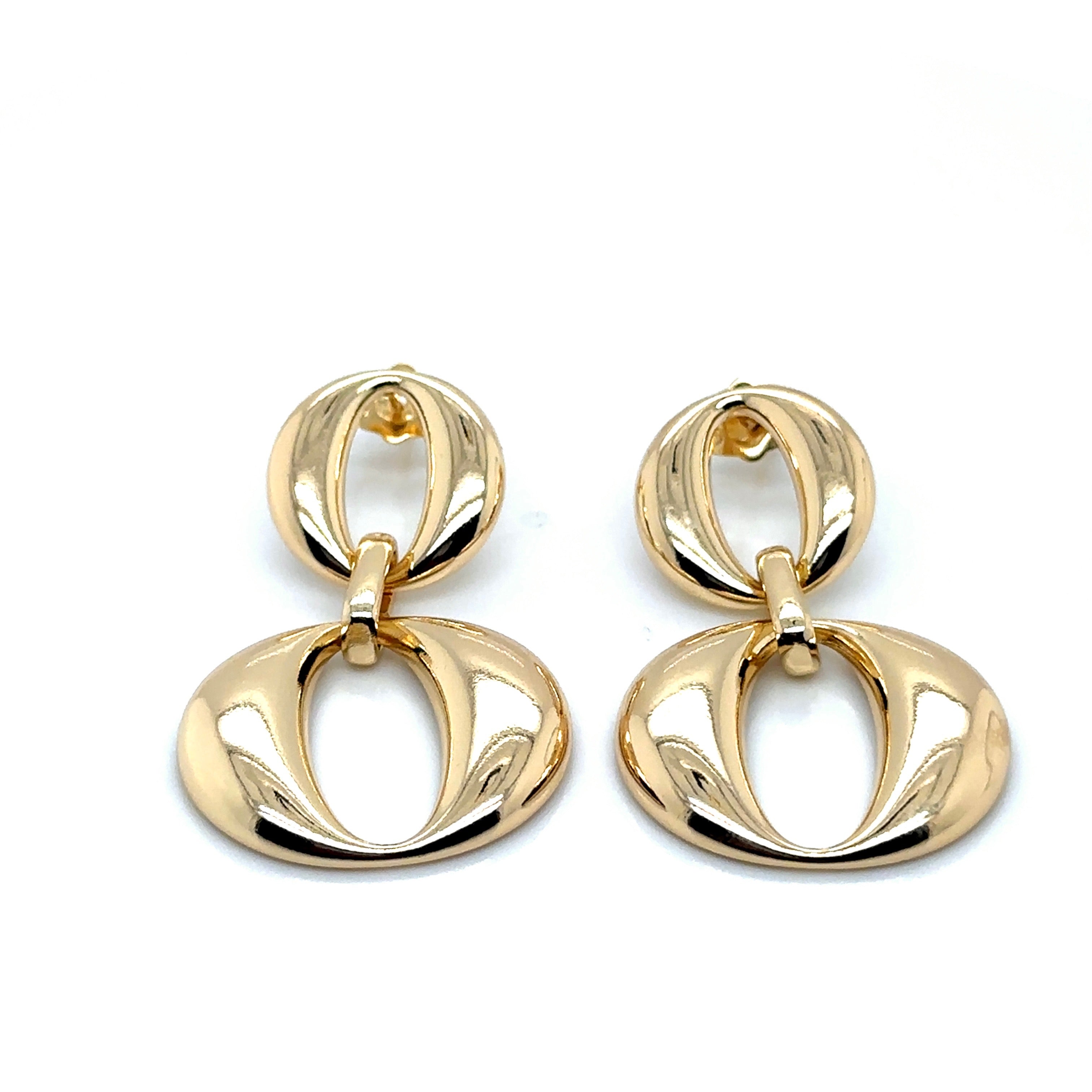 Chic Double Oval Drop Earrings in Gold Plating image 0
