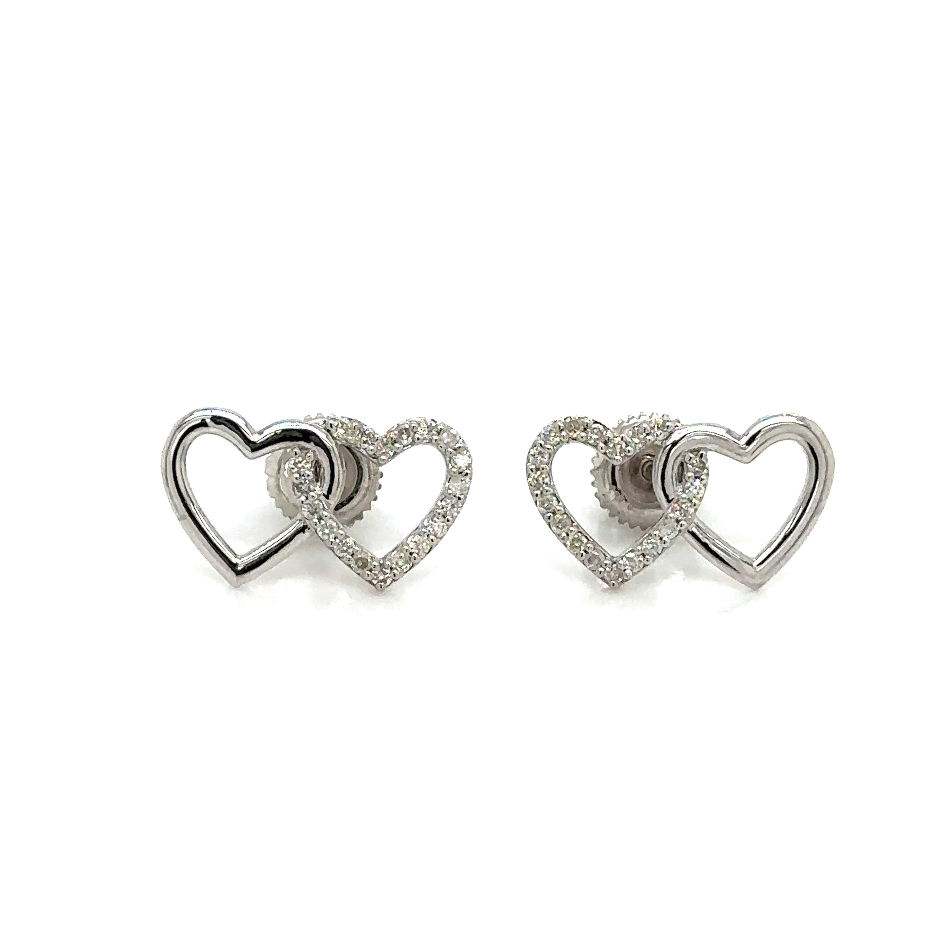 14k Gold 0,30Ct Diamond Earrings,Real Diamond Earrings,14K Solid Gold Heart Earr image 0