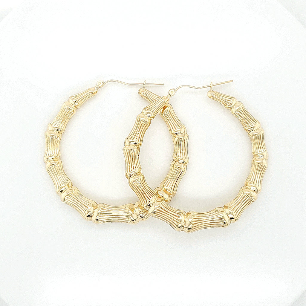 Bamboo Hoop Earring in Yellow Gold image 9