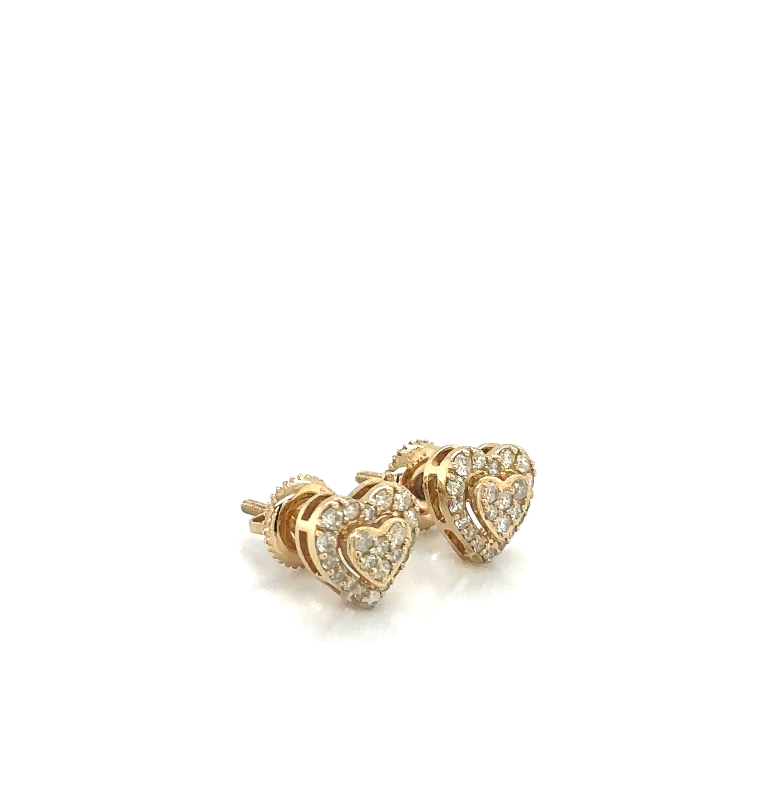 14k Gold 0,50Ct Diamond Earrings, Real Diamond Earrings, 14K Solid Gold Heart Ea image 1