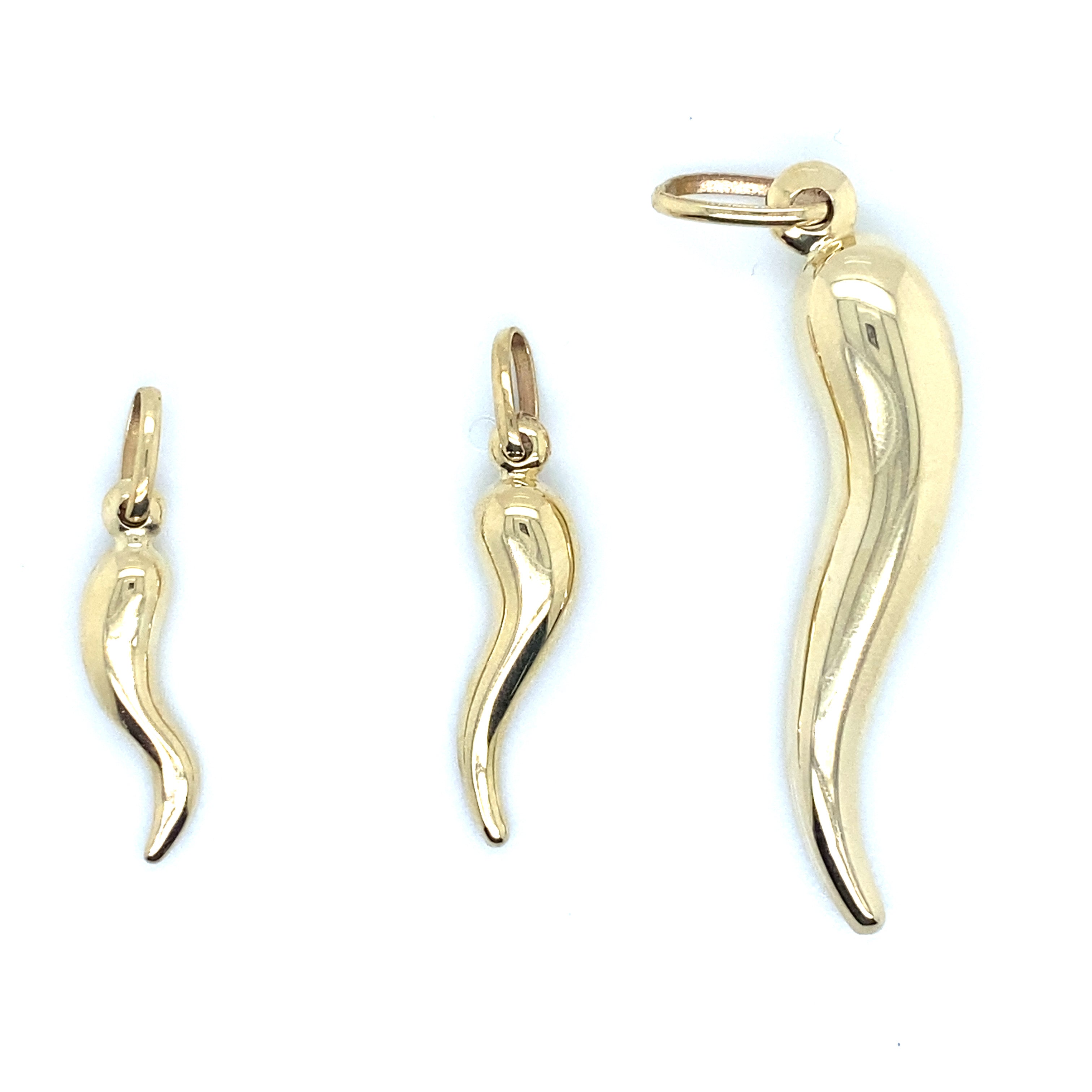 Italian Horn Pendant in 14K Real Gold image 0