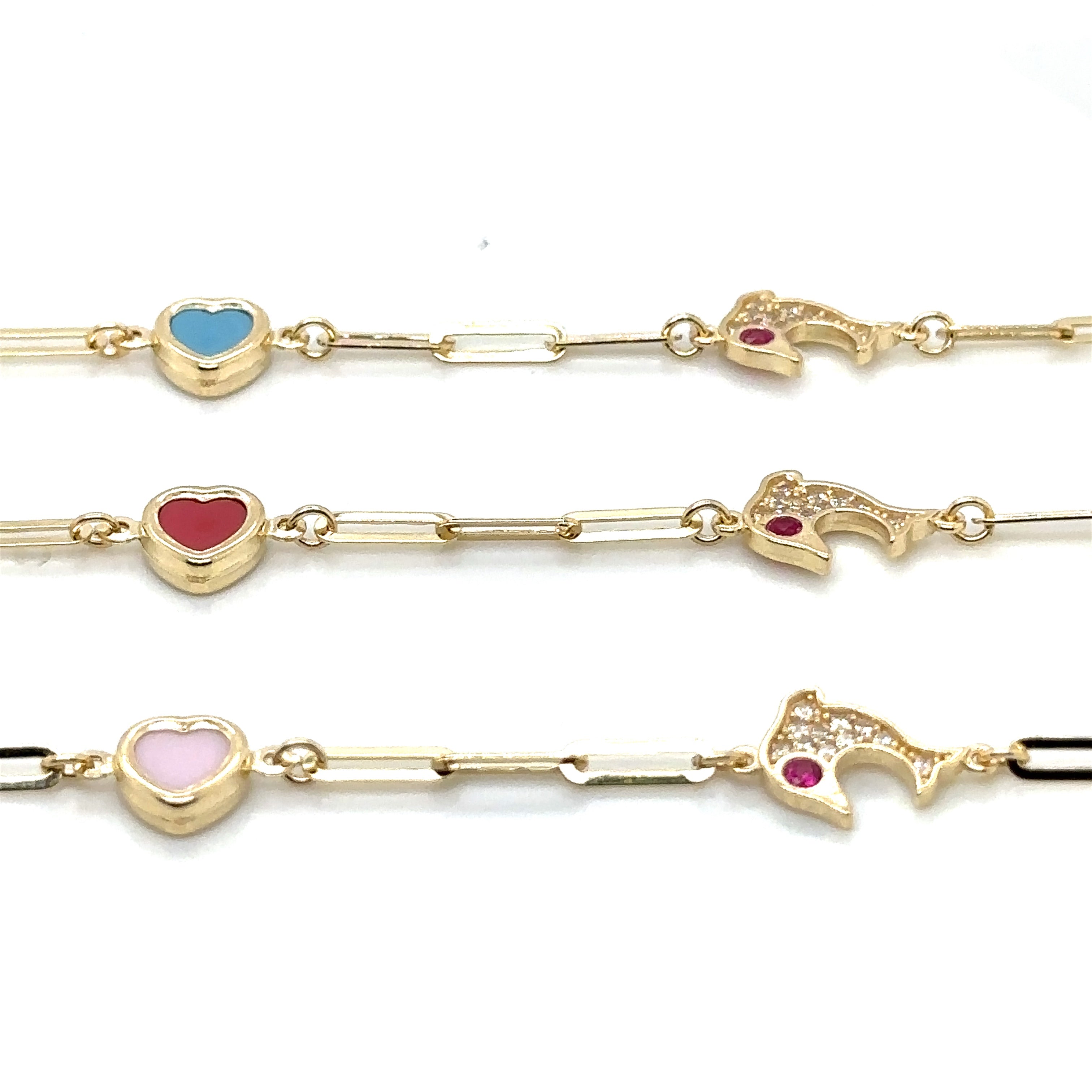 14k Gold Dolphin Anklet, Heart Anklet - 14k Gold Anklet - Ankle Bracele image 1