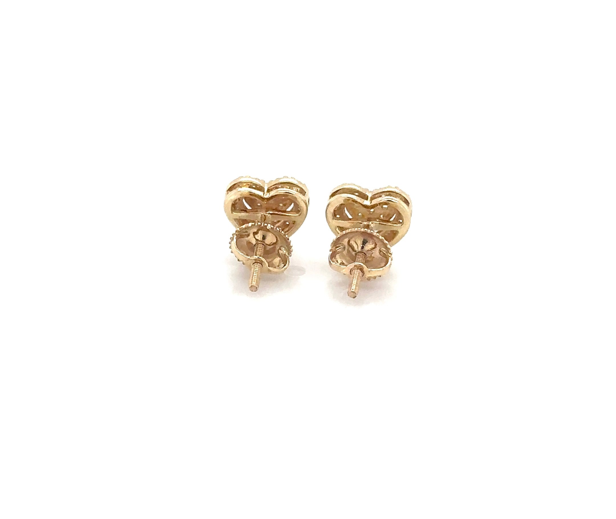 14k Gold 0,50Ct Diamond Earrings, Real Diamond Earrings, 14K Solid Gold Heart Ea image 4