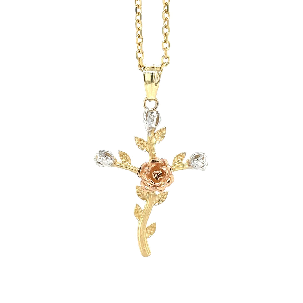14K Real Gold Cross Pendant - Gold Crucifix Pendant - Unisex Crucifix Pe image 0