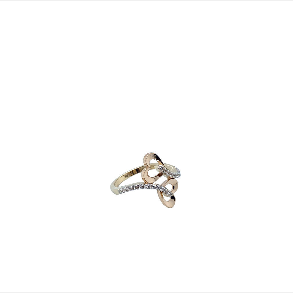 Two Hearts Women's Ring in 14K Real Gold image 2