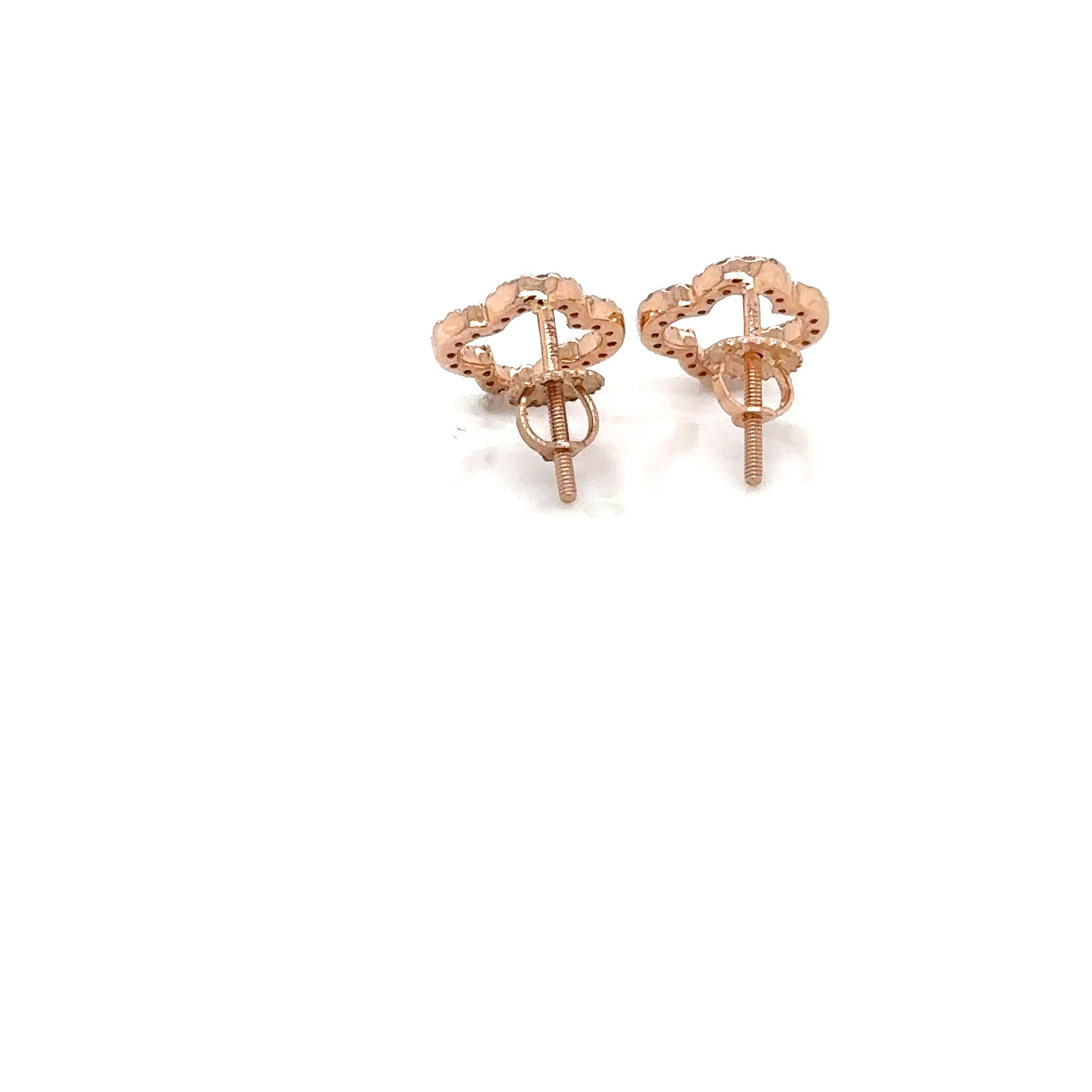 14k Gold 0,26Ct  Diamond Earrings, Real Diamond Earrings, 14K Solid Gold Floral image 6