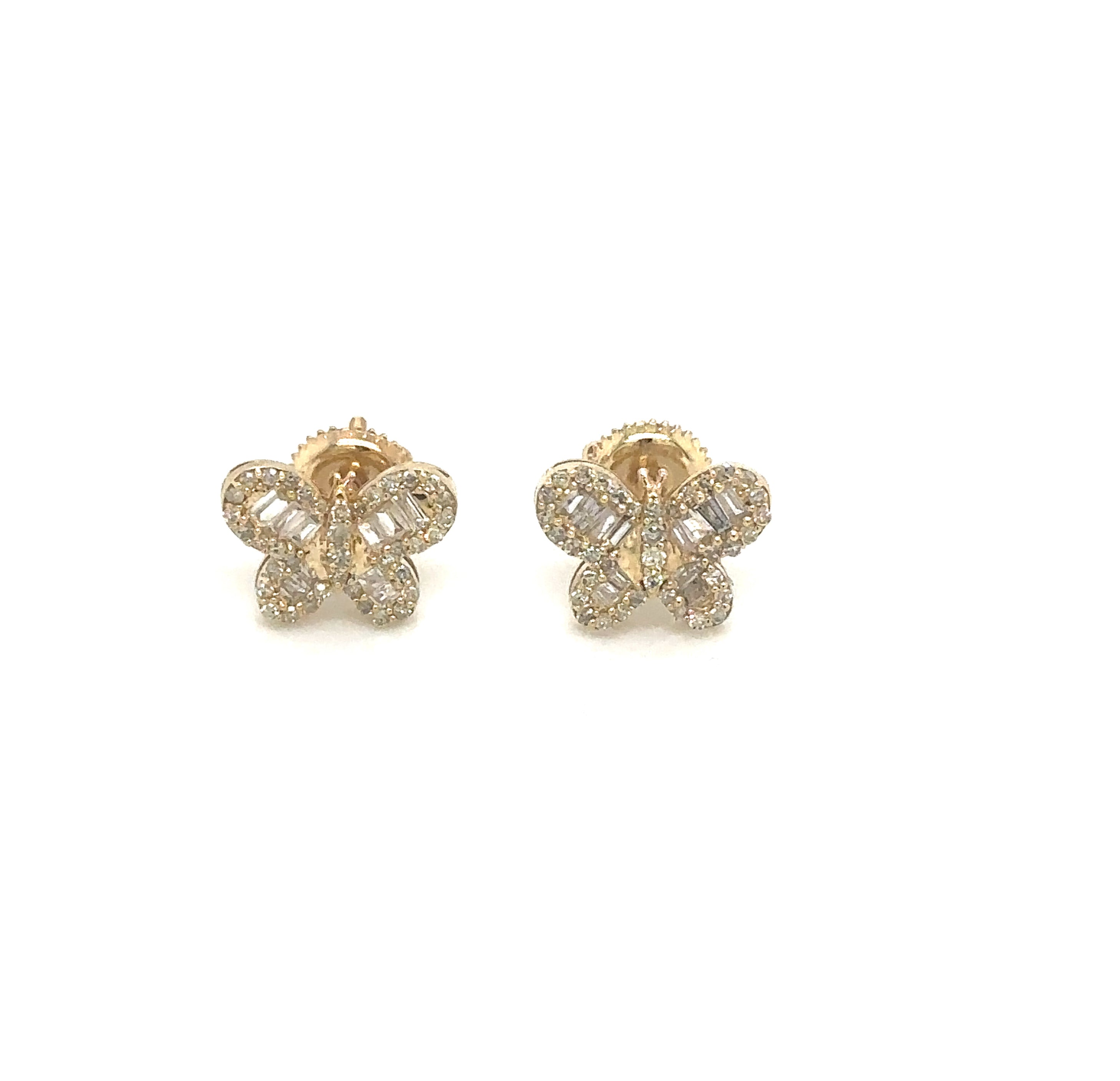 14k Gold 0,57Ct Diamond Earrings, Real Diamond Earrings, 14K Gold Butterfly image 0