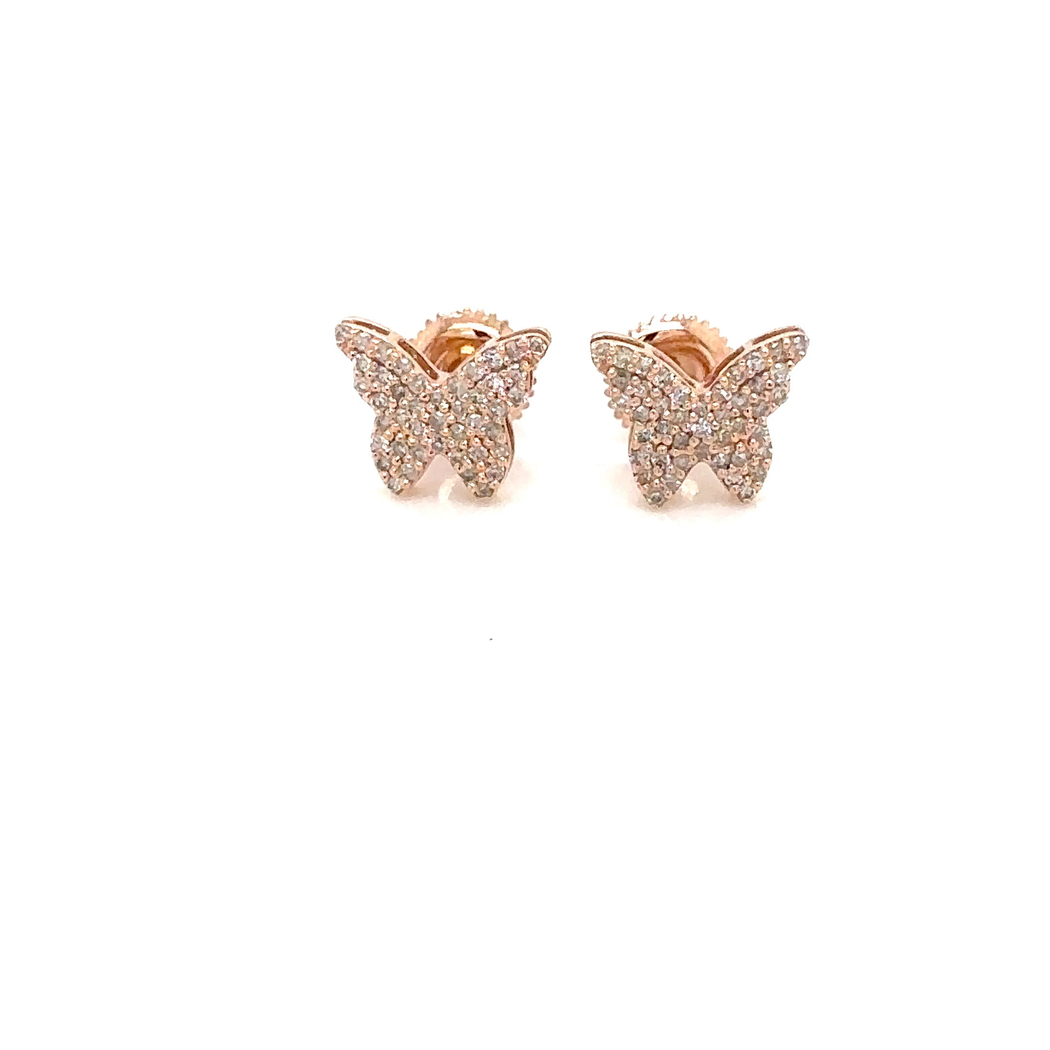 14k Gold 0,44Ct Diamond Earrings, Real Diamond Earrings,14K Solid Gold butterfly image 2