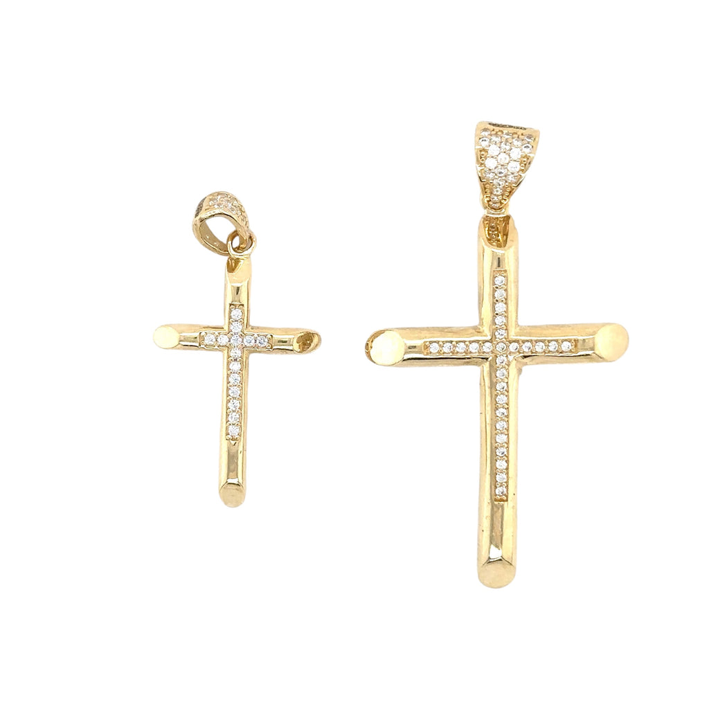 14K Real Gold Cross Pendant - Gold Crucifix Pendant - Unisex Crucifix Pendant  - image 1
