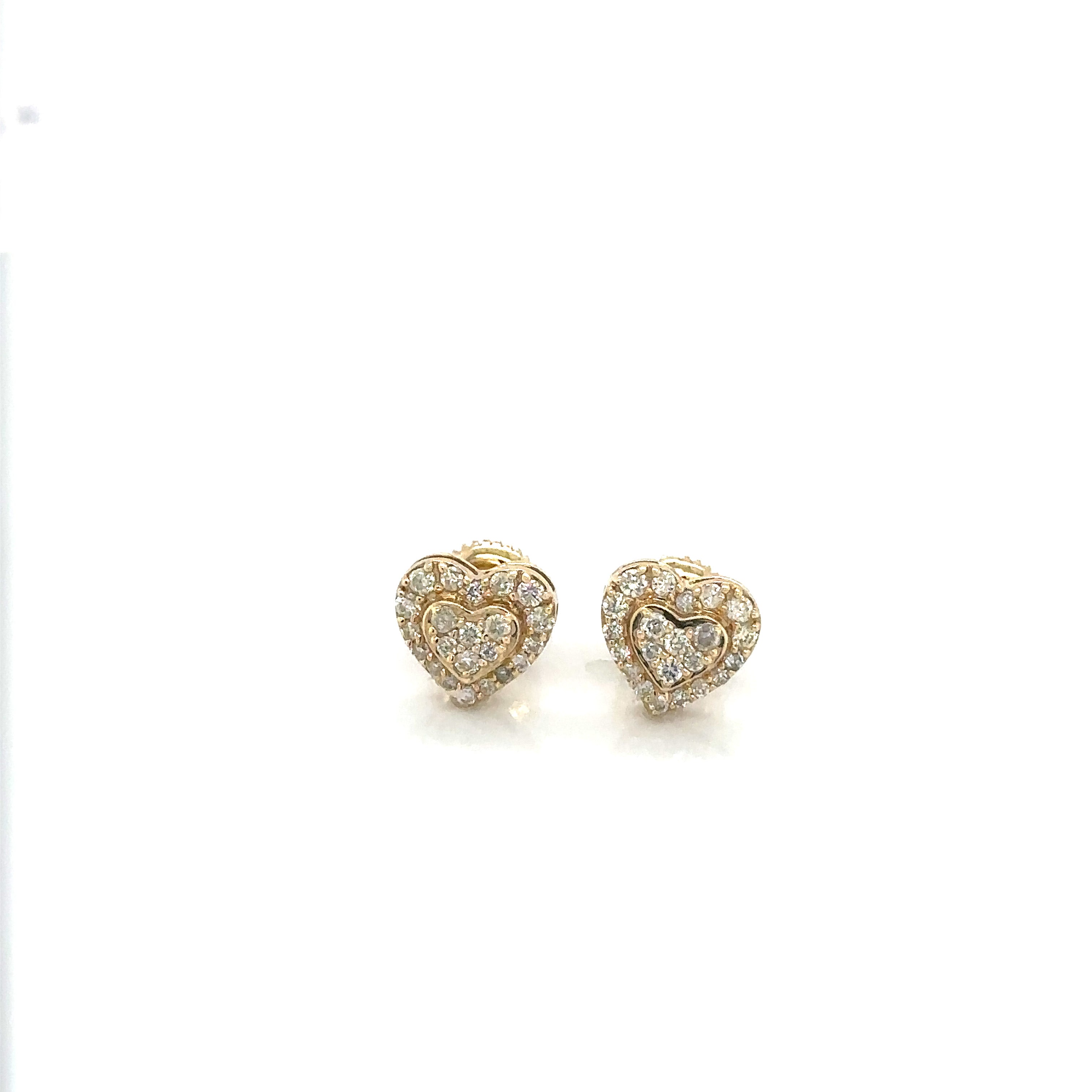 14k Gold 0,50Ct Diamond Earrings, Real Diamond Earrings, 14K Solid Gold Heart Ea image 5
