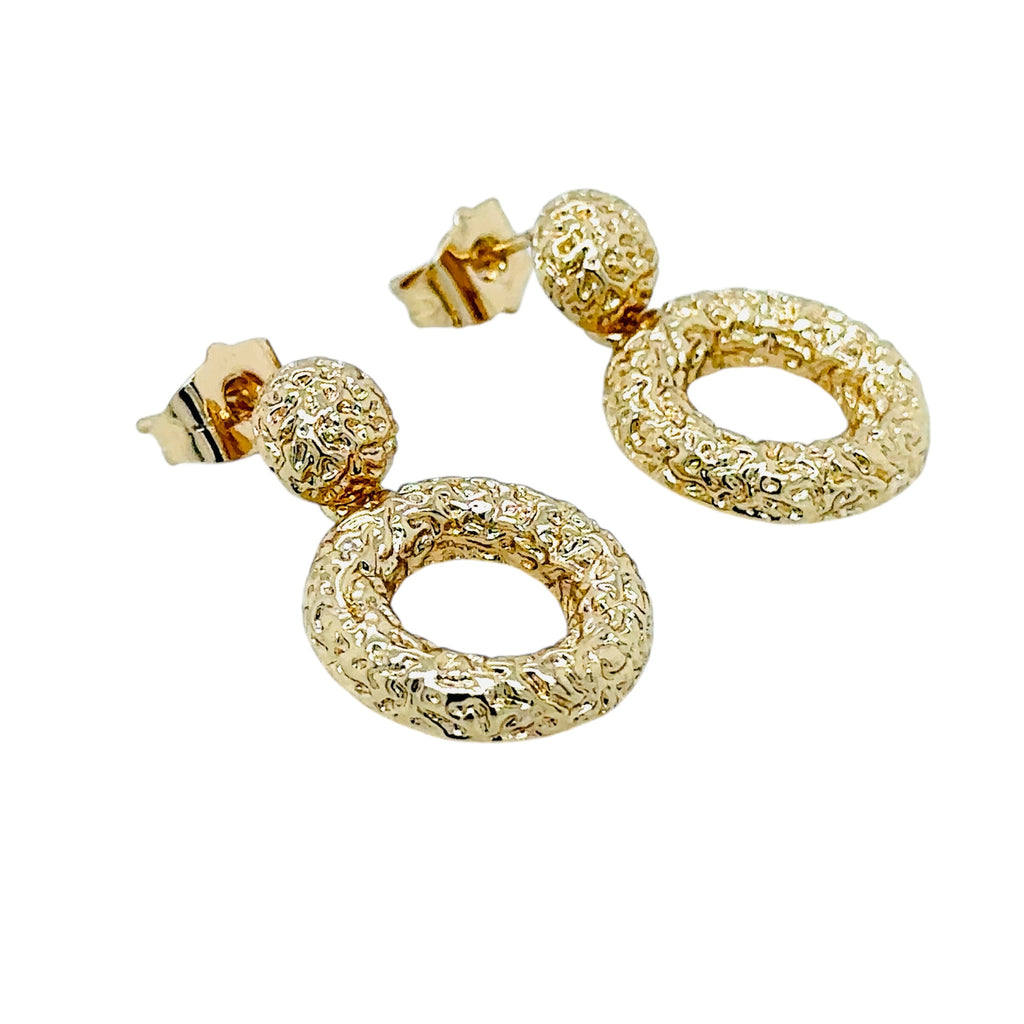 Textured Gold-Plated Drop Earrings  Make a bold statement with these unique text image 1