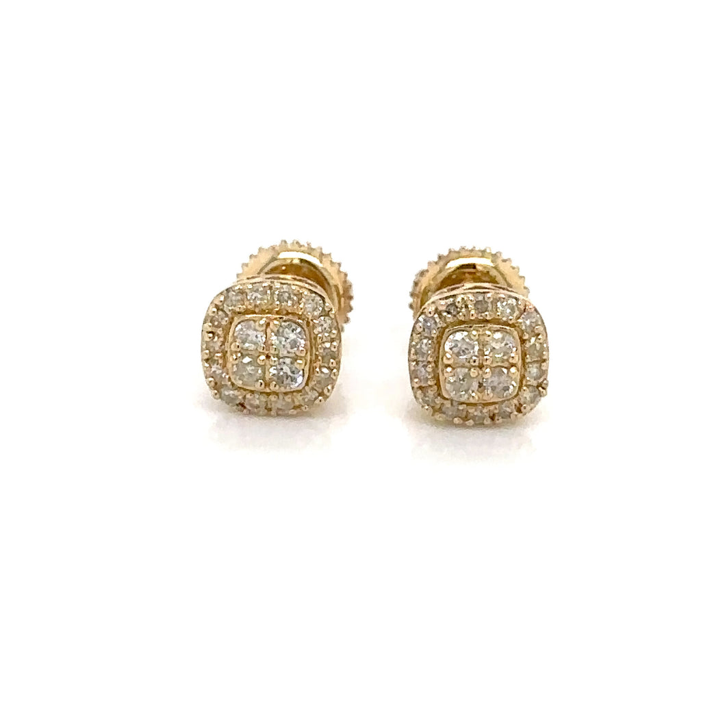 14k Gold 0,45Ct Diamond Earring,Real Diamond Earrings,14K Solid Gold Square Stud image 0