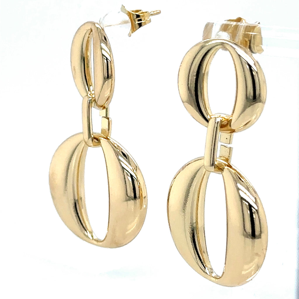 Chic Double Oval Drop Earrings in Gold Plating image 2